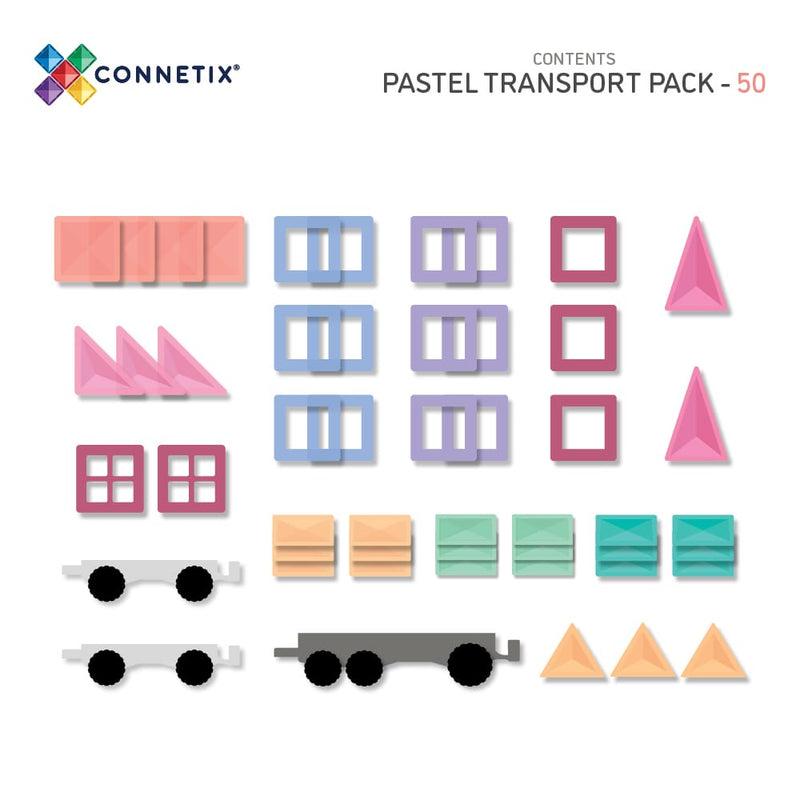 Connetix - Pastel Transport 50 Piece Pack