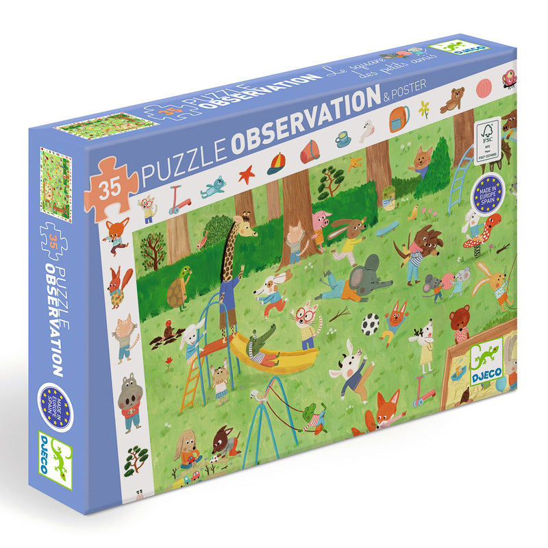 Djeco - 35 Piece Observation Puzzle, Little Friends Garden