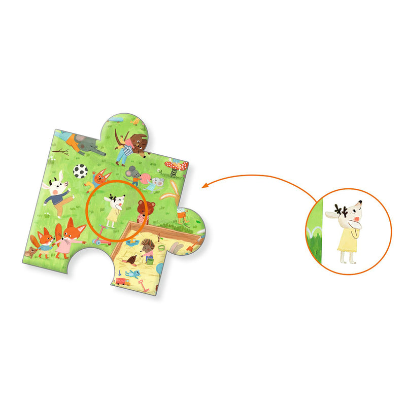 Djeco - 35 Piece Observation Puzzle, Little Friends Garden