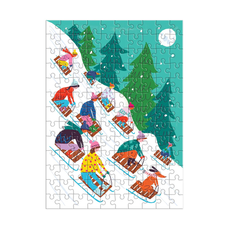 Galison - Winter Sledding 130pc Puzzle Ornament