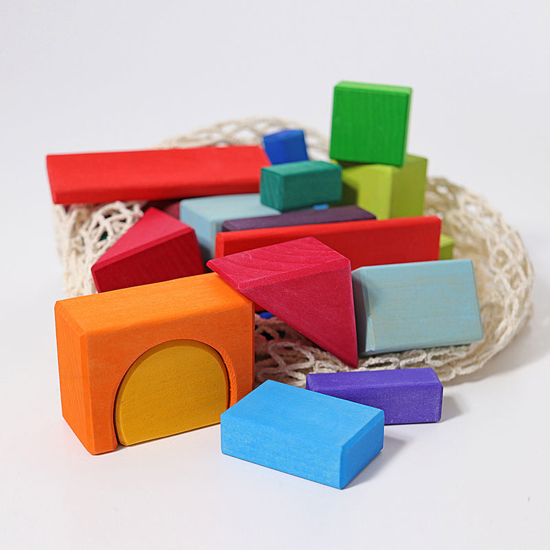 Grimm’s - Wooden Geometric Blocks Coloured 30 pieces