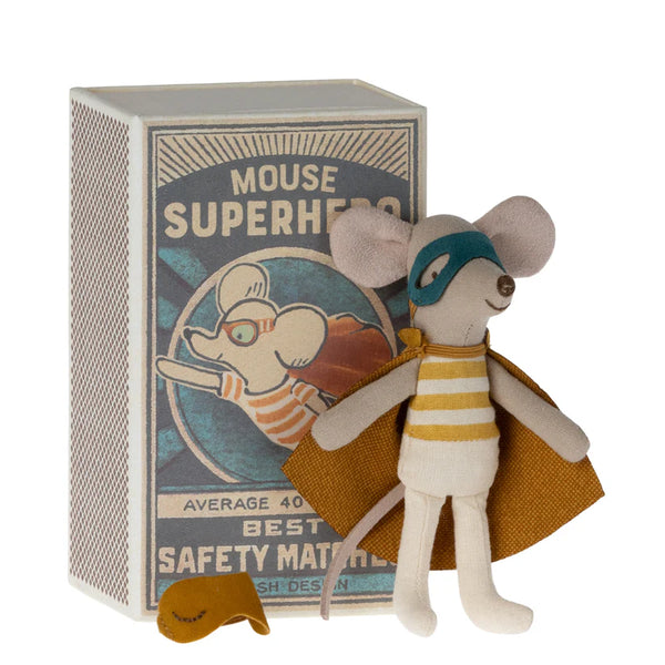 Maileg - Super Hero Mouse In Matchbox