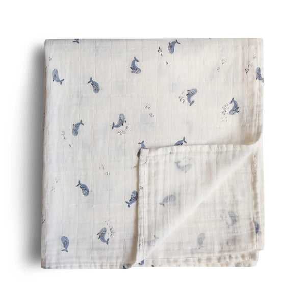 Mushie - Muslin Swaddle, Whales