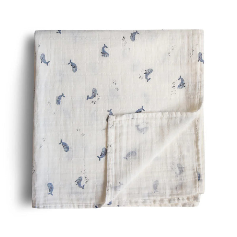 Mushie - Muslin Swaddle, Whales