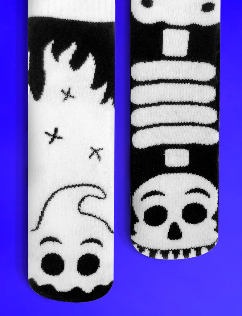 Paals Mismatched Grip Socks Ghost & Skeleton