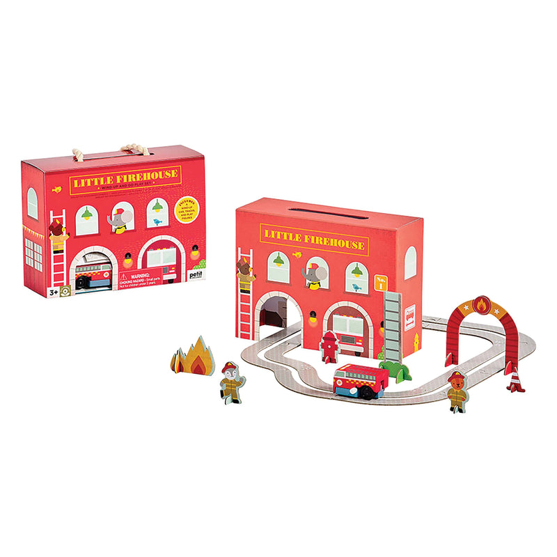 Petit Collage - Little Firehouse Wind-Up and Go Playset