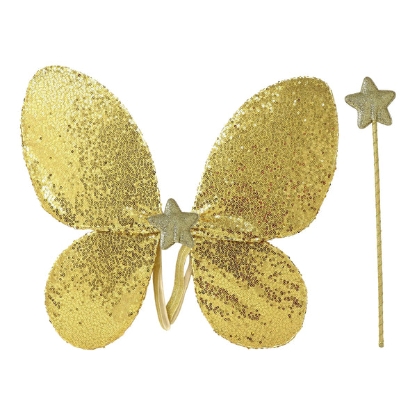 Pink Poppy - Gold Sequin Wings and Star Wand