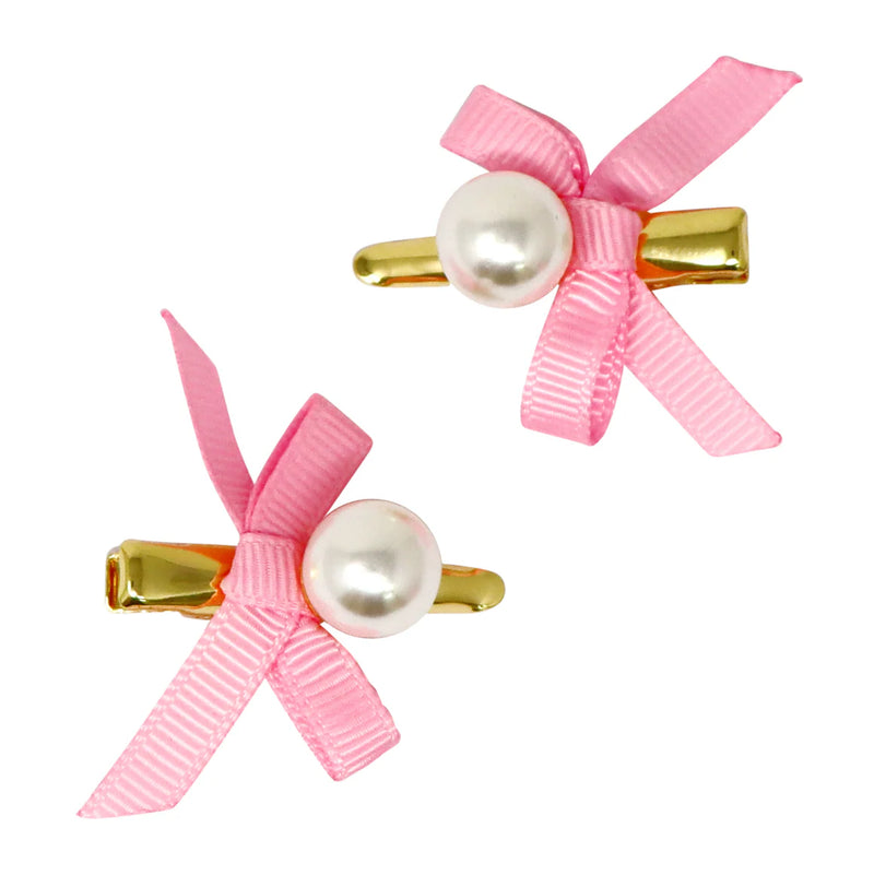 Pink Poppy - Pearl Hair Clips