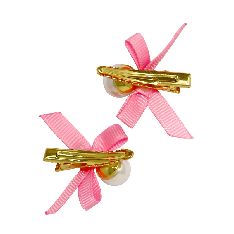 Pink Poppy - Pearl Hair Clips