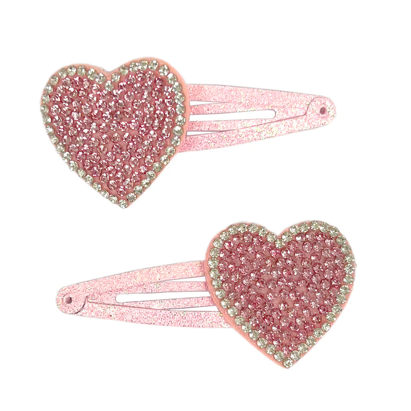 Pink Poppy - Pink Rhinestone Heart Hair Clip