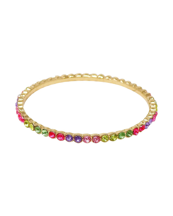 Pink Poppy- Rainbow Sparkling Gemstone Gold Bangle