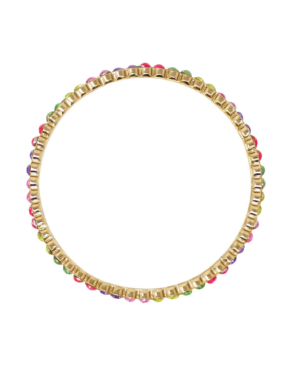 Pink Poppy- Rainbow Sparkling Gemstone Gold Bangle