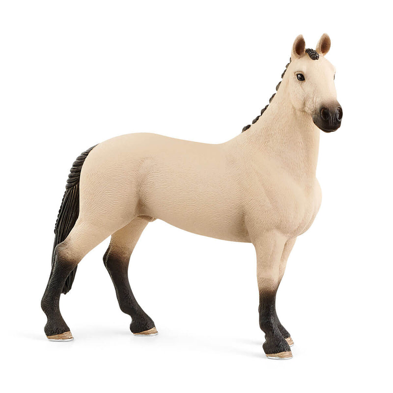 a beige horse figurine with dark nose, hooves and tail