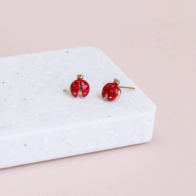 Short Story Earring Ladybird Red