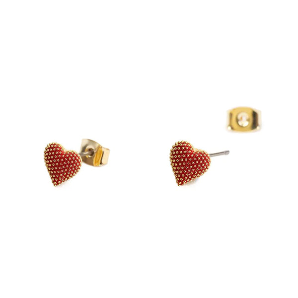 Short Story Earrings Heart Red