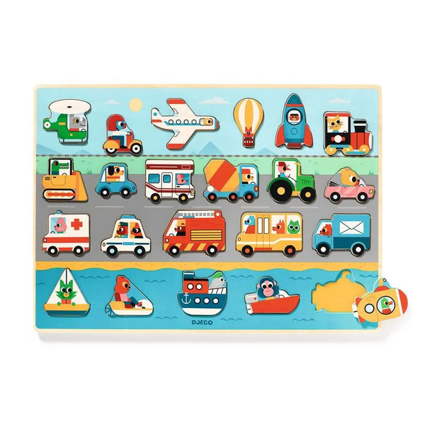 Djeco - 22 pc. Transport Wooden Puzzle