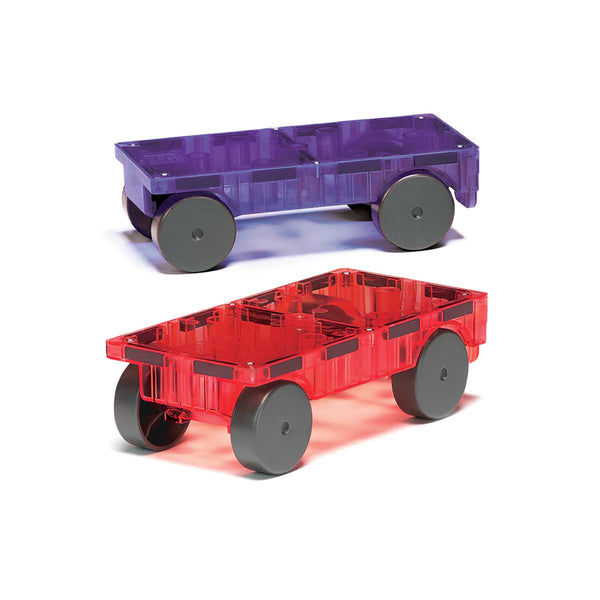 Magna Tiles - Cars 2 Piece Expansion Set, Purple and Red