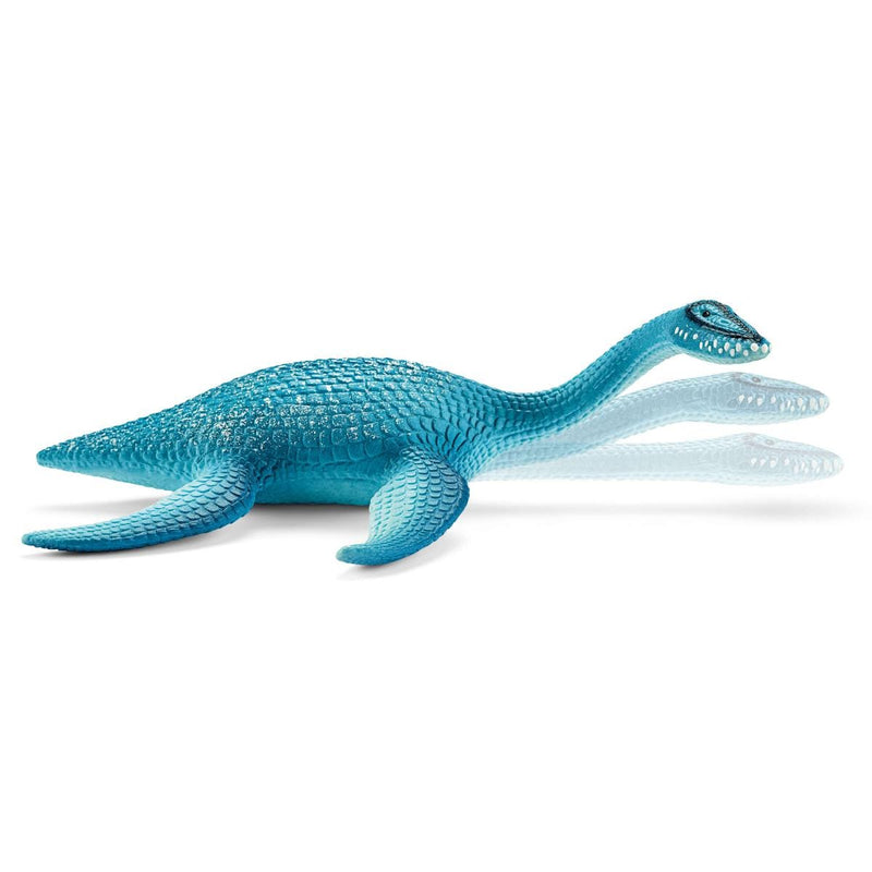 a blue plesiosaurus swimming dinosaur figurine with a moving neck