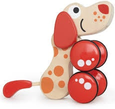 Pull Along Puppy - Hape in multi colour print