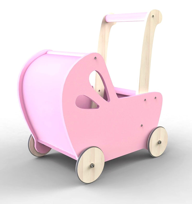 wooden-pink-pram-in-pink