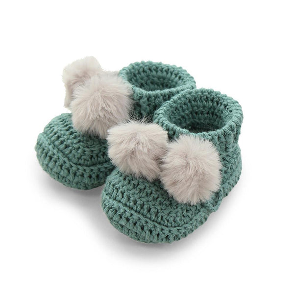 D Lux - Topsy Pom Pom Booties in Sage