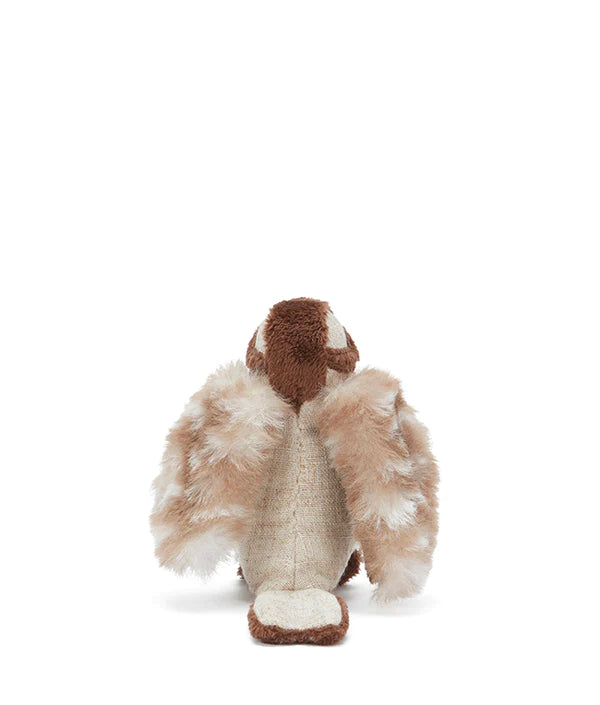 tiny kookaburra rattle from the back with fluffy brown wings