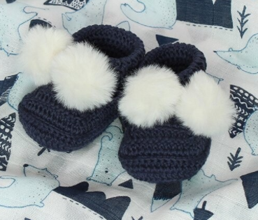 D Lux - Topsy Pom Pom Booties in Navy