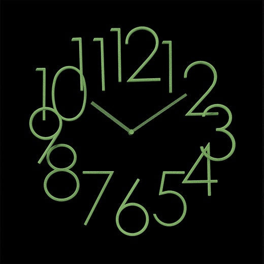 Moma - Glow in the dark Clock in black