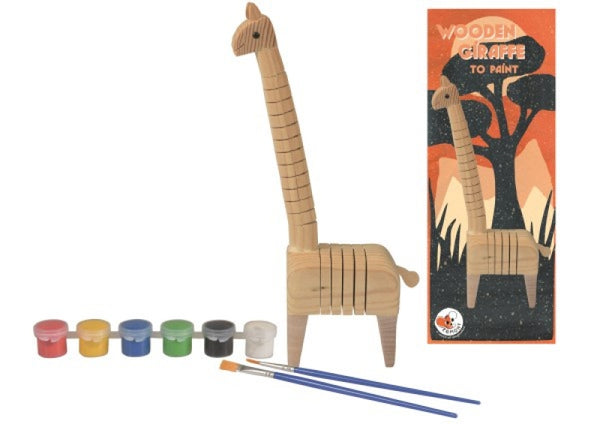 Wooden articulated giraffe to paint and play. Perfect for children age 4 +