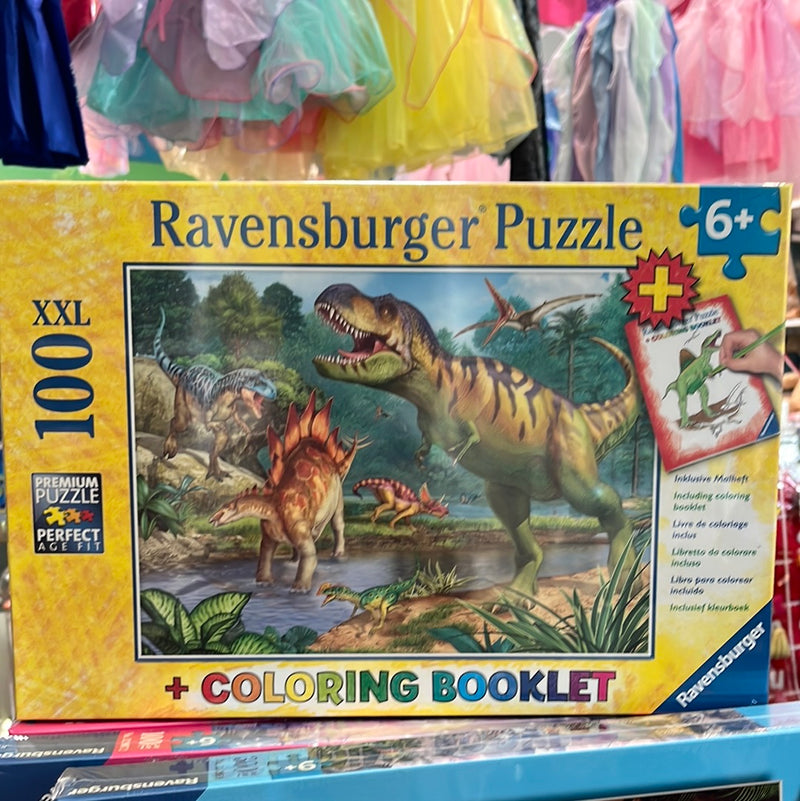 Ravensburger Puzzle 100 piece World of Dinosaurs with coloring book