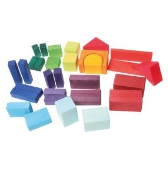 Grimm’s - Wooden Geometric Blocks Coloured 30 pieces