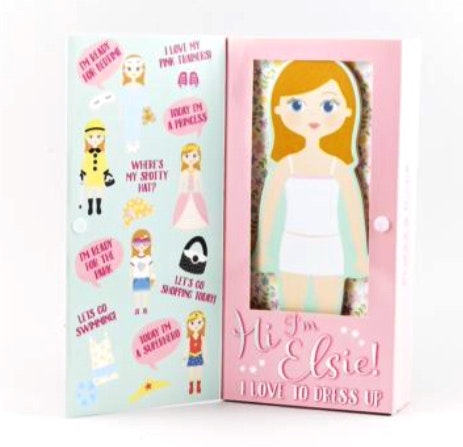 Floss & Rock Magnetic Elsie is a great activity for ages 3 +. Dress Elsie with the wooden magnets - & outfits to choose. Great fun